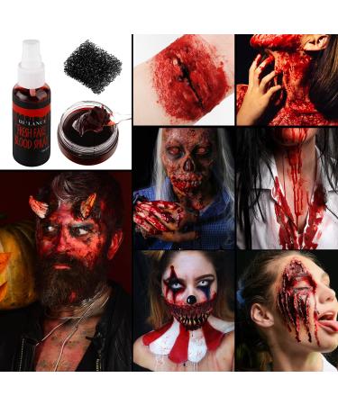 DE'LANCI Fake Blood Spray Splatter & Fake Scabs Gel Kit - Halloween Makeup for Vampire, Zombie & SFX Wound - Buy Online on SooperMarket.com