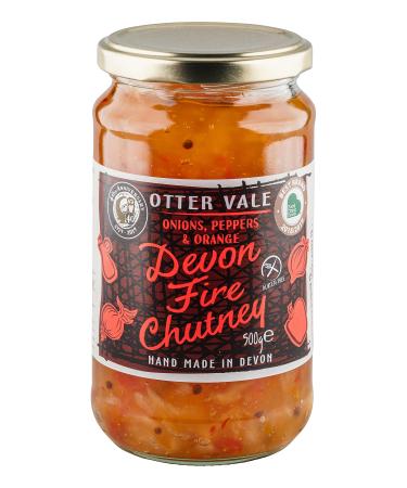 Otter Vale Devon Fire Chutney Scotch Bonnet Chilli Heat with a hint of Tangy Fruit Hand-Made in Devon Gluten-Free 500 g Glass jar 500 g (Pack of 1) Devon Fire Chutney