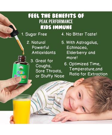 Kids Immune Support - Sugar-Free Liquid Vitamins with Astragalus, Echinacea, Elderberry, Reishi & Spirulina - Vegan Children's Immunity Booster Drops - Buy Online on SooperMarket.com