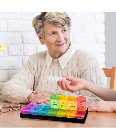 Extra Large Pill Organizer 2 Times a Day Weekly XL AM PM Pill Case 7 Day Pill Box Twice a Day Oversized Daily Medicine Organizer for Vitamins Big Pill Container Medication Dispenser(Black&Rainbow) - Buy Online on SooperMarket.com