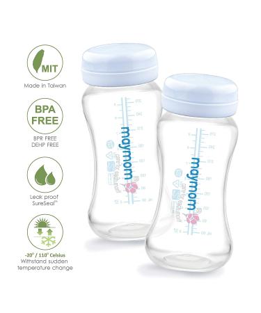 Maymom Wide-Mouth Milk Storage Collection Bottle with Travel Cap and Sealing Ring - Compatible with Spectra S1 S2, Avent, Motif, Twist, Ameda MYA Bottles - 4pc Pack - Buy Online on SooperMarket.com