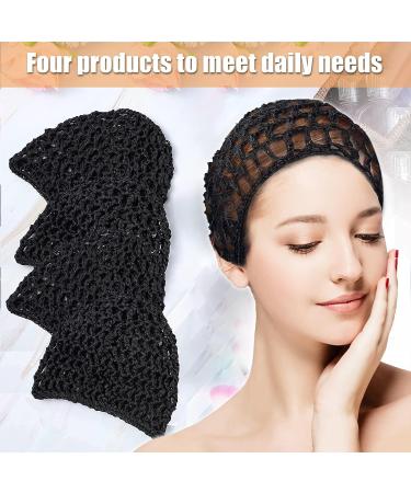 4Pcs Crochet Hair Nets for Sleeping - Soft Rayon Knit Snood Hat Mesh Hair Net - Hair Accessories 5.6in*5.6in - Buy Online on SooperMarket.com