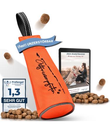 Ostfriesenpfoten - extremely durable feed bag 'Enno' |Without metal eyelet |Orange |Size S |Suitable for all dog breeds - washable feed dummy including eBook for your agility training