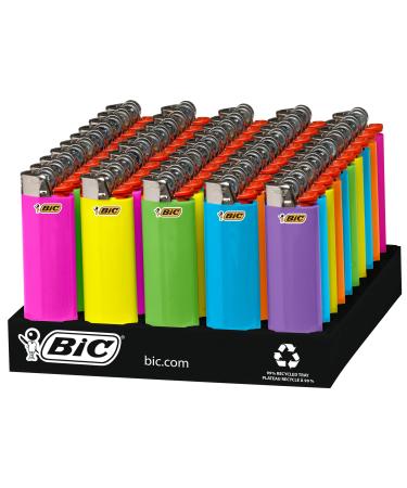 BIC Classic Lighters, Pocket Lighter Style, Fashion Assorted Colors, 50 Count Tray Disposable Lighters