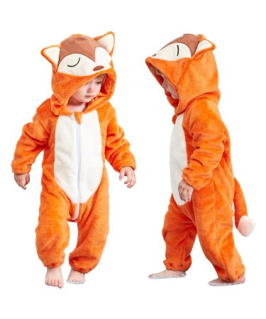 COOKY.D Unisex Winter Hooded Romper Jumpsuit 2-36 Months 2-5 Months Fox