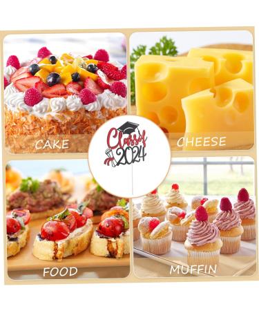 OFFSCH 5 Sets Cake Insert Top Hat Grad Party Decoration Graduation Grad Party Supplies Cupcake Decors Cake Decoration Red Paper European and American Graduation Season Red 16.00X13.00X0.10CM - Buy Online on SooperMarket.com