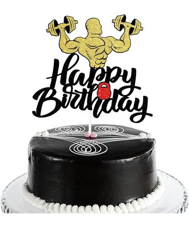 Fitness training men birthday cake decoration weightlifting men strong cake decoration - Buy Online on SooperMarket.com