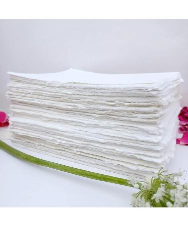 E-Tailor Handmade Cotton Deckle Edge Paper Loose Leaf Sheets for Sketch Painting Invitatons Art Work Kids 130 GSM Ivory White ( HPDW-102-3x5-50-Sheets ) 3x5" - Buy Online on SooperMarket.com