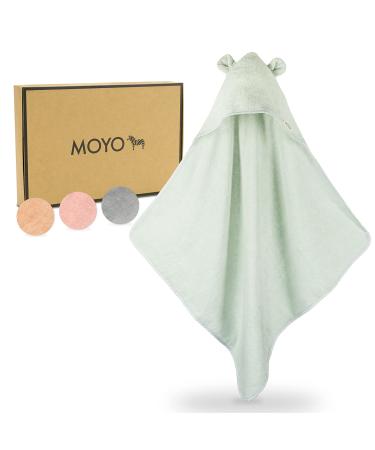 Moyo hooded towel with ears in mint i 75x75cm i toddler & baby bathing poncho made of 100% terry cotton i baby towel with hooded baby bath towel i washable hooded towel baby mint hood with ears