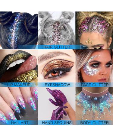 Holographic Body Glitter Gel - Long-Lasting, Waterproof Mermaid Sequins Liquid Eyeshadow in Pink 104 for Festivals and Rave Parties - Buy Online on SooperMarket.com