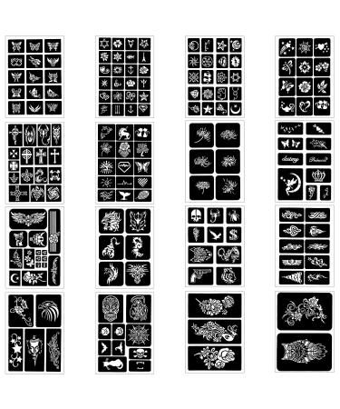 Qpout Tattoo Stencils Kit - 16 Sheets for Kids & Adults | Various Small & Big Designs - Skeleton, Spider, Owl, Flower, Butterfly, Tribal Totem | Ideal for Real Tattoos - Buy Online on SooperMarket.com