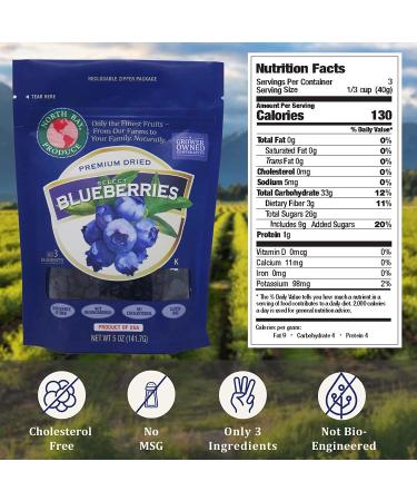 North Bay Produce Dried Blueberries - Gluten Free, Vegan, Healthy Snacks - 5oz Resealable Bag - Kids and Adults Friendly - Buy Online on SooperMarket.com