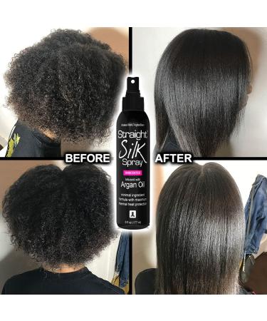 Moroccan Argan Oil Straight Silk Spray (6oz) | Heat Protectant up to 450 F | Alcohol-Free Hair Straightener & Detangler | Made in USA - Buy Online on SooperMarket.com
