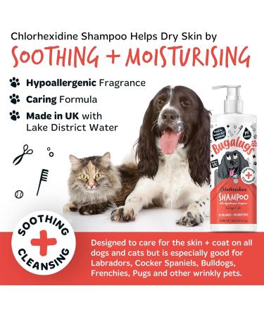 BUGALUGS Dog Shampoo for Itchy Skin Antibacterial And Antifungal Natural Safe Sensitive Formula - Fast Absorbing Skin Cooling First Aid relief For Cuts Grazes Skin Irritation - Buy Online on SooperMarket.com