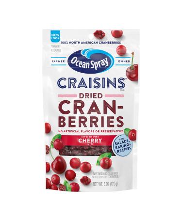 Ocean Spray Craisins, Sweetened Dried Cranberries, Cherry Flavored, 6 Ounce (Packaging May Vary)