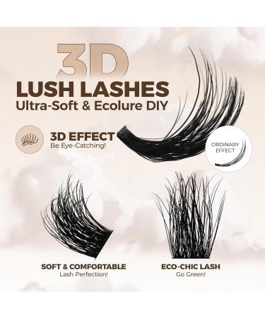 Lashview 144 PCS 3D Cluster Lashes - DIY Mega Volume Eyelash Extensions | Reusable Super Thin Band Individual Lashes - Buy Online on SooperMarket.com