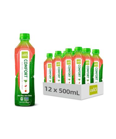 ALO Aloe Vera Juice Drink | COMFORT - Watermelon + Peach | 16.9 fl oz, Pack of 12 |Plant-Based Drink with Real Aloe Pulp Comfort (Watermelon + Peach) 16.9 Fl Oz (Pack of 12)