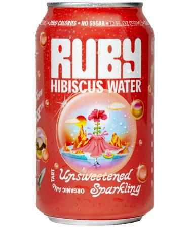 Ruby Hibiscus Organic Unsweetened Sparkling Water - 12pk x 12oz Cans - Only 2 Ingredients, 0 Calories or Sugars, No Additives | High in Antioxidants, Non-GMO, Vegan, Gluten-Free, Kosher | Refreshingly Juicy & Hydrating!
