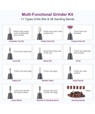 Yafex 11-in-1 Nail Milling Mills for Gel Nails - 20 000 RPM Electric Manicure & Pedicure Set with Professional Cutters - Perfect for Acrylic & Gelails - Buy Online on SooperMarket.com