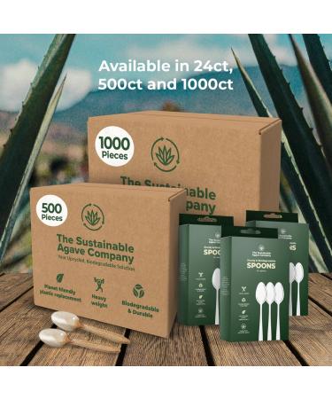 Sustainable Agave Co - Agave Fiber Spoons - Plastic-Free Biodegradable Compostable Plant-Based - Brown Bulk - 500 Count - Buy Online on SooperMarket.com