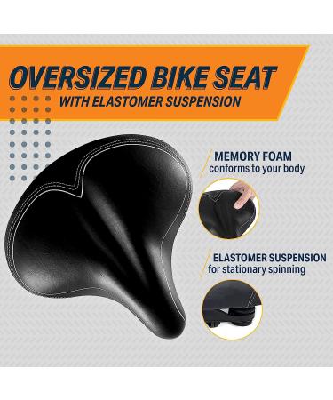 Bikeroo Oversized Bike Seat for Peloton & Road Bikes - Wide Cushion Saddle Replacement for Men & Women - Indoor Comfort (Elastomer Springs) - Buy Online on SooperMarket.com