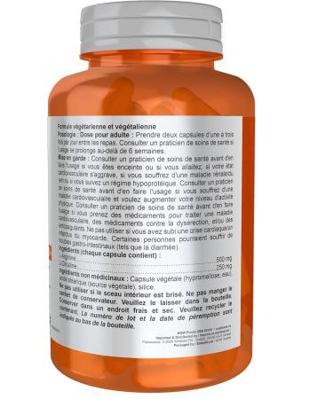 NOW Sports Nutrition Arginine & Citrulline 500 mg/ 250 mg Amino Acids 120 Veg Capsules - Buy Online on SooperMarket.com