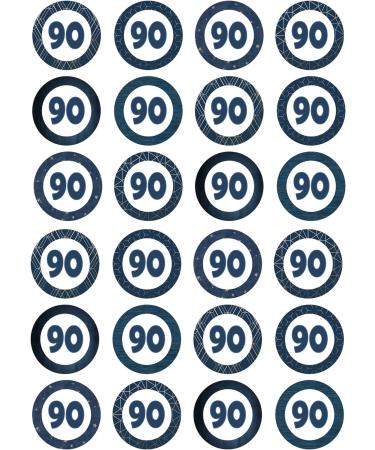 24 90th blue edible birthday party Cupcake Cake Toppers Wafer Rice Paper precut decoration - Buy Online on SooperMarket.com