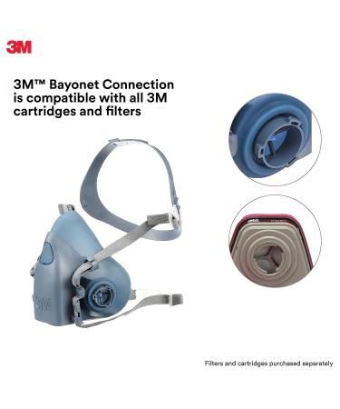 3M 7502 Reusable Respirator Half Facepiece - Medium Size | Compatible with Bayonet Cartridges/Filters for Gases, Vapors, and Dust - Buy Online on SooperMarket.com