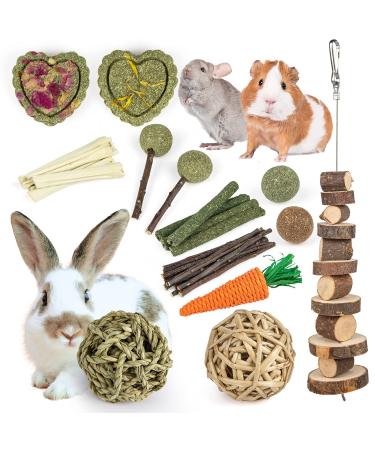 Sofier Rabbit Toys Bunny Toys Guinea Pig Toys Natural Timothy Hay Sticks Hamster Toys for Teeth Handmade Rabbit Chews and Treats Apple Wood Sticks Chinchilla Rat