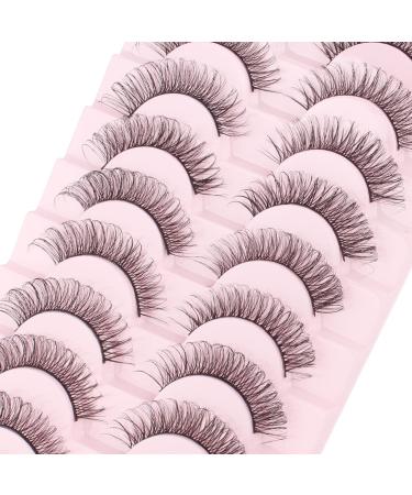 Parriparri Russian Hybrid Strip Lashes - 10 Pairs of Natural Wispy Fluffy D Curly Cat Eye False Eyelashes for Lightweight 3D Effect - Russian-27 - Buy Online on SooperMarket.com
