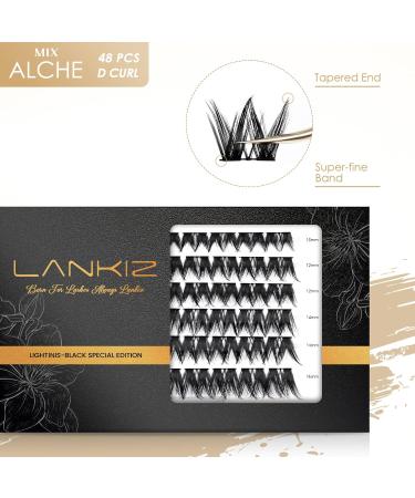 Lankiz 0.07 D Curl Single Eyelash Extensions - 10-16mm Cluster Lashes | 48 PCs DIY Artificial Fake Lashes for Home Use - Buy Online on SooperMarket.com