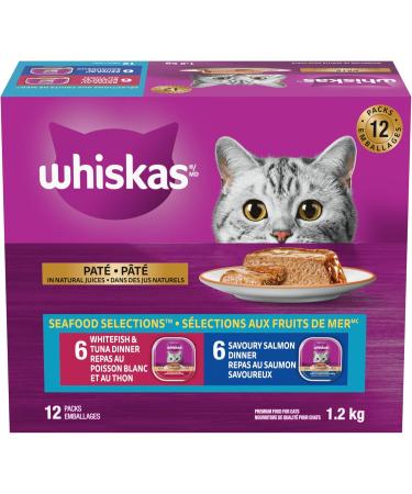 WHISKAS Perfect Portions Adult Wet Cat Food & Seafood Selections Adult Wet Cat Food Pat Multipack - 6 Whitefish and Tuna 6 Salmon 12x100g Tray Cat Food + Cat Food 6 Whitefish and Tuna - Buy Online on SooperMarket.com