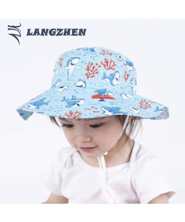 LANGZHEN Baby Girls Beach Sun Hat - Adjustable Wide Brim Toddler Kids Summer Play Hat with Chin Strap, Coral-Turquoise XL - Buy Online on SooperMarket.com