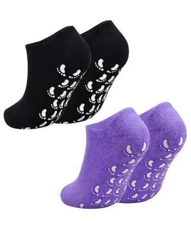 Jinlaili 2 pairs of moisturizing gel socks moisturizing gel socks with vitamin and oil infused moisture socks gel spa socks for repair and softening dry skin (b)