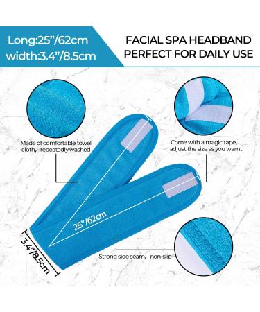 Whaline Spa Facial Headband Make Up Wrap Head Terry Cloth Headband Adjustable Towel for Face Washing Shower Facial Cover 3 Pieces (Blue Green Yellow) - Buy Online on SooperMarket.com