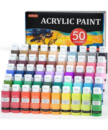 Shuttle Art Acrylic Paint  50 Colors Acrylic Paint Set  2oz/60ml Bottles  Rich Pigmented  Water Proof  Premium Acrylic Paints for Artists  Beginners and Kids on Canvas Rocks Wood Ceramic Fabric
