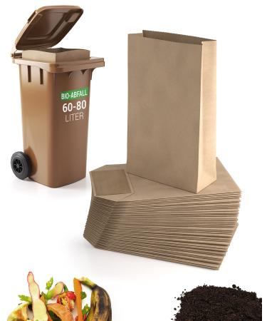 BioGl ck - 60 & 80 liter organic waste bags for the biotonne 25 pieces / Extra wet and tear -resistant paper for the biotonne approved 25 pieces (1 Pack)