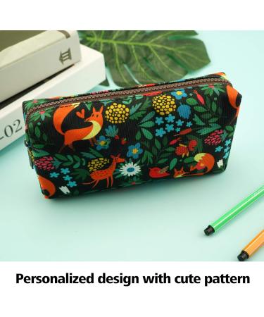 Canvas Lparkin Spring Pencil Case - Forest Animals Motif Zippered Gadget & Makeup Bag | Perfect Gift for Men & Women - Buy Online on SooperMarket.com