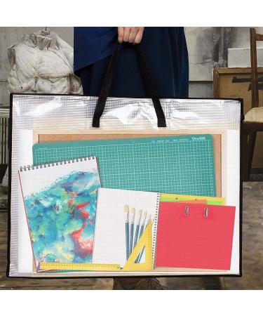 DPEI XUAN Art Portfolio Bag - 19x25 Inch Transparent White Poster Storage Organizer with Zipper and Handle - Ideal for Large Posters, Poster Boards, Paintings - 1 Pack - Buy Online on SooperMarket.com