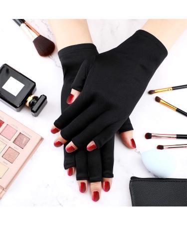Quesuc 3 Pairs UV Shield Glove Gel Manicures Glove Anti UV Fingerless Gloves Protect Hands from UV Light Lamp Manicure Dryer (Black Purple White) - Buy Online on SooperMarket.com