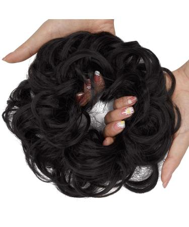 Messy Bun Hair Piece for Women Thick Updo Scrunchies Hair Extension Ponytail Hair Accessories Natural Black 1 PCS 12# Natural Black