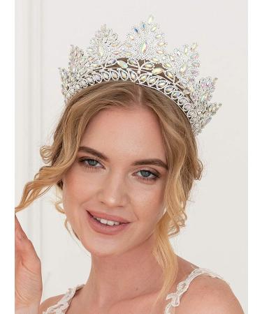SWEETV Vintage Baroque Wedding Tiara for Bride | Jeweled Queen Crown - Ideal for Birthday, Quinceanera, Prom - Multicolored - Buy Online on SooperMarket.com