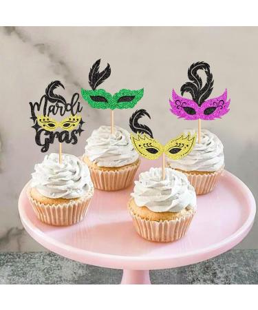 Cyodoos 24Pcs Masquerade Masks Cupcake Toppers Color Glitter Bachelorette Party Mask Cupcake Food Fruit Picks Masquerade Mardi Gras Party Baby Shower Birthday Party Cake Decor Supplies Masks1 - Buy Online on SooperMarket.com