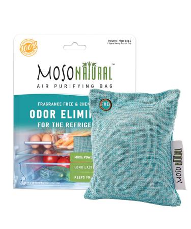 Moso Natural Air Purifying Bag for the Refrigerator and Freezer. A Scent Free Odor Eliminator. More Powerful Than Baking Soda. 1-Pack