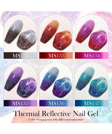 MSRUIOO Color Changing Reflective Gel Nail Polish - Temperature Activated Glitter Polish - Diamond Glitter Silver Pink Purple - Color Changing Gel - Buy Online on SooperMarket.com