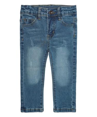 KIDSCOOL SPACE Baby Little Boys Jeans Elastic Band Inside Straight Fit Ripped Denim Pants 4-5 Years Lightblue-2535ca