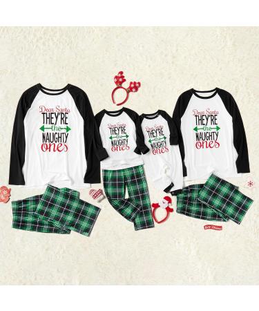 IFFEI Christmas Pyjamas Matching Family Pajama Set - Xmas Letter Print Tops & Plaid Pants Sleepwear for Women Men Kids Baby Pet - Green/Letter - Size Kids 6-7 Years - Buy Online on SooperMarket.com
