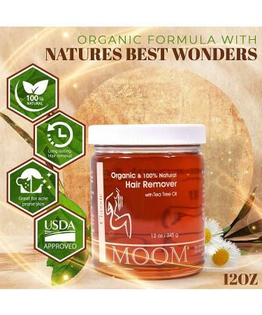 MOOM Organic Hair Remover Waxing Kit Refill - Tea Tree Oil & Lemon Juice Infused, 12 oz - Natural Sugar Glaze for Bikini Leg Eyebrow & Body - Buy Online on SooperMarket.com