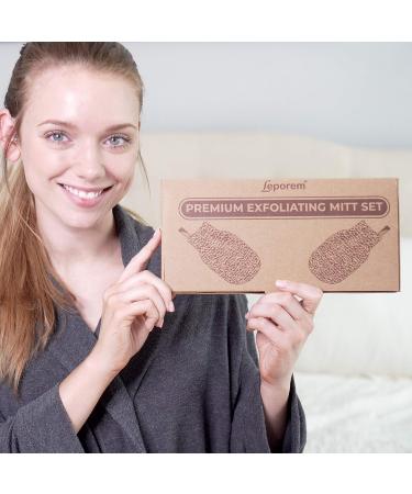 2 PCS Exfoliating Mitt Set - Natural Spa Body Scrubber for Deep Cleansing | Bath and Shower Exfoliation Gloves for Men and Women - Vegetable Fiber - Buy Online on SooperMarket.com