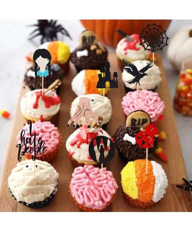 Arthsdite 24Pcs Horror Wednesday Addams Cupcake Toppers Thing Hand Black Eagle I Hate People Cobweb Castle Girl Addams Family Cupcake Picks for Fantasy Wednesday Birthday Party Cake Decorations - Buy Online on SooperMarket.com
